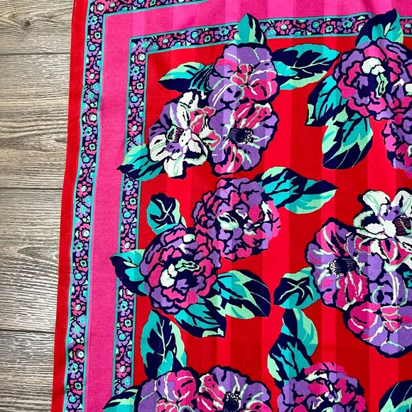 Floral Red Scarf from Italy 30/31 inch - Picture 4 of 9